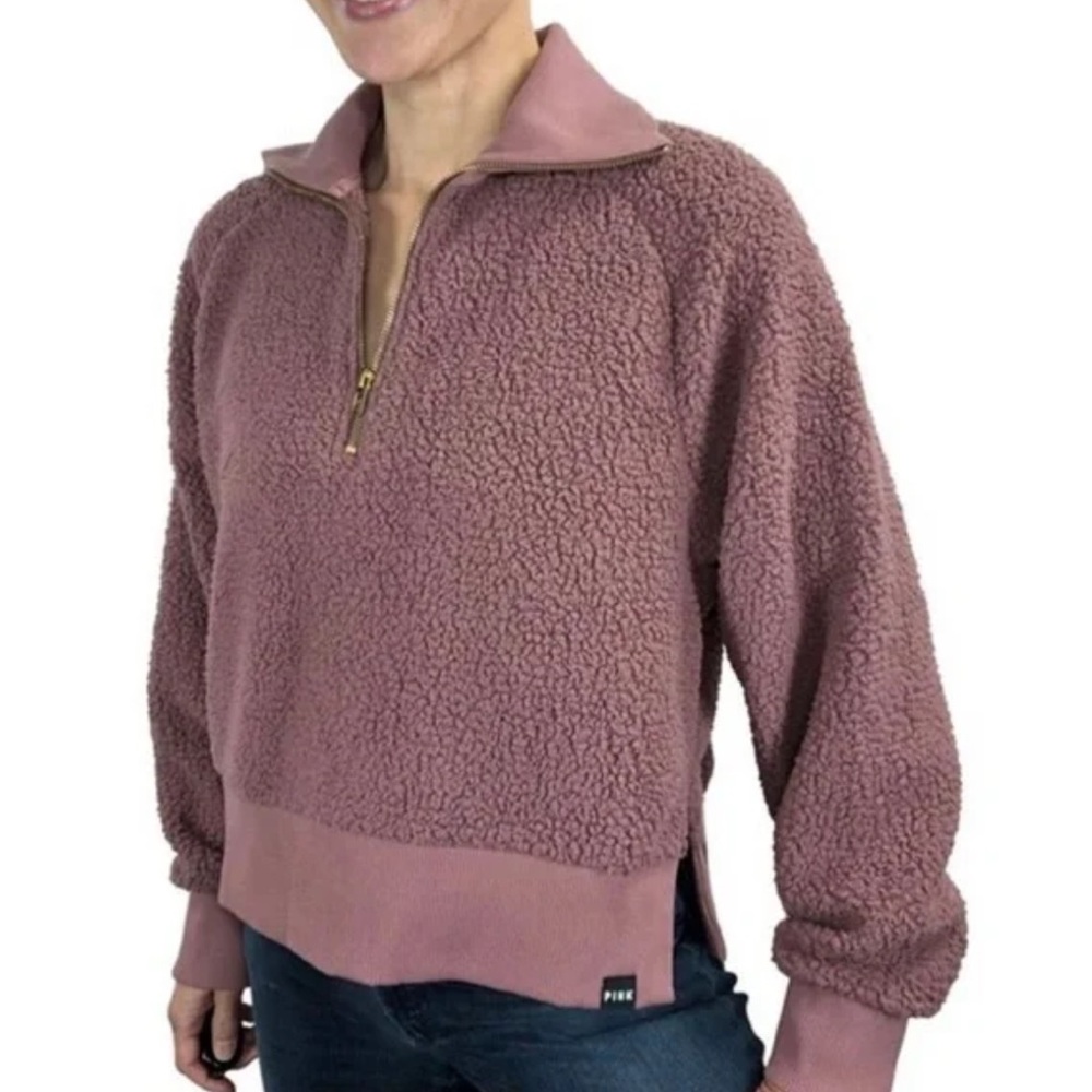 Varley Womens Daphne 1/2 Zip Heavy Sherpa Pullover Sweatshirt Size M Dusty Mauve